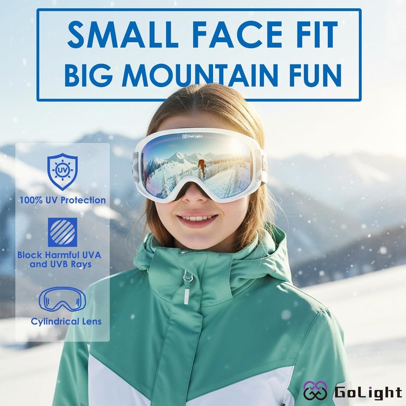 Golight Youth, Teen & Small-Face Adult Ski Goggles – Safe Fit for Small Faces, Anti-Fog Lens & UV400 Full Protection - Image 3